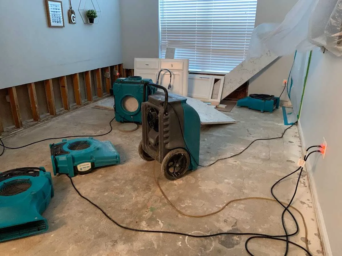 Dehumidifier in flood-cut room for Water Damage Restoration in Wimauma